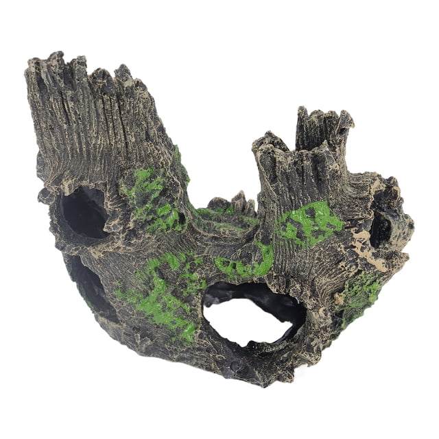 Aquarium Decorations, Simulation Aquarium Tree Stump Hole Resin Crafts Vivid Landscape for Garden Decoration