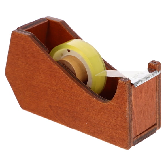FOMIYES Office Tape Dispenser Tape Cutting Wooden Brown Households 1Set