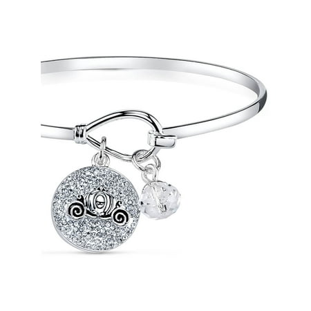 Disney 8mm Clear Crystal Silver Tone Dream Cinderella Charm Disney 8mm Clear Crystal Silver Tone Dream Cinderella Charm Bangle Bracelet 8