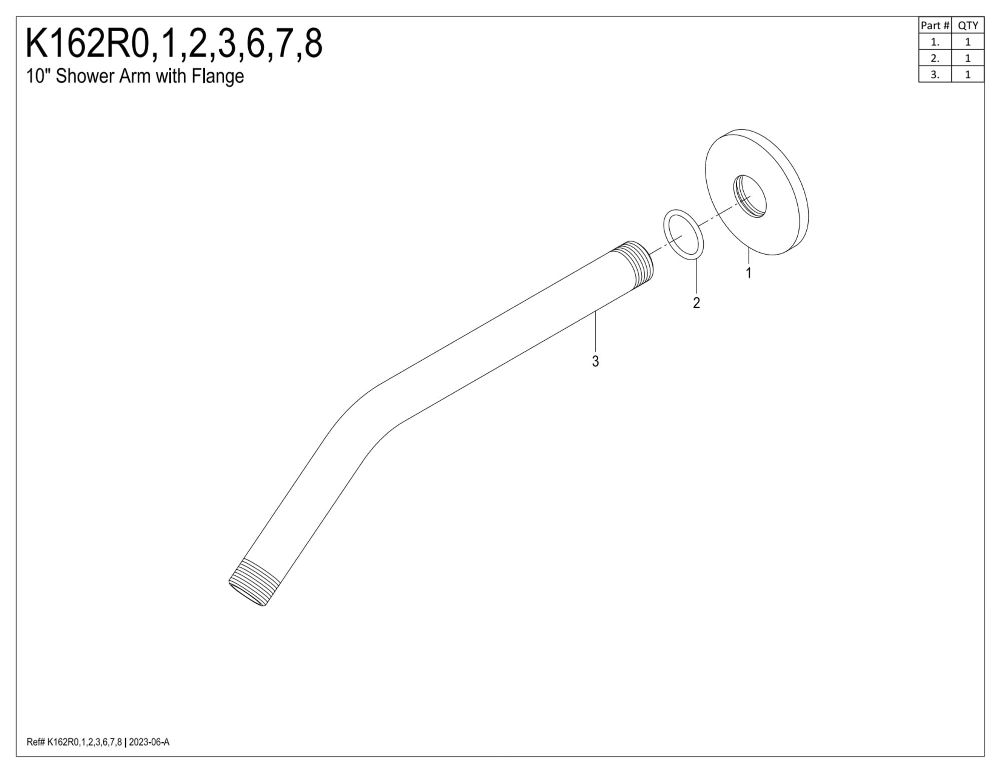 Kingston Brass K162R0 Shower Scape 10" Shower Arm with Round Flange, Matte Black