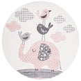 thumbnail image 2 of SAFAVIEH Carousel Kids Gordan Elephant and Tweets Area Rug, Pink/Ivory, 8' x 8' Round, 2 of 10