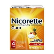 4 Pack Nicorette Nicotine Gum 4mg Fruit Chill Flavor 100 Pieces each