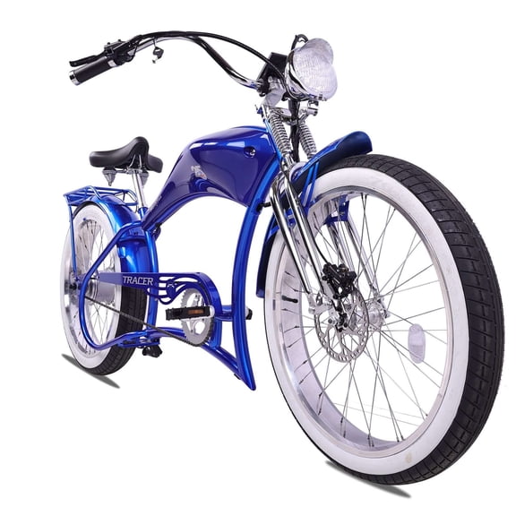 Tracer Twenty5 DS Cruiser E-bike, 26" Wheels, 800W Rear Motor, 48V/17.5Ah Battery, 5 PAS, Supsension Fork, Disc Brake, for Men, Blue