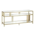 thumbnail image 3 of Evelyn&Zoe Cortland Rectangular TV Stand with Glass Shelves for TV's up to 60", Brass, 3 of 9