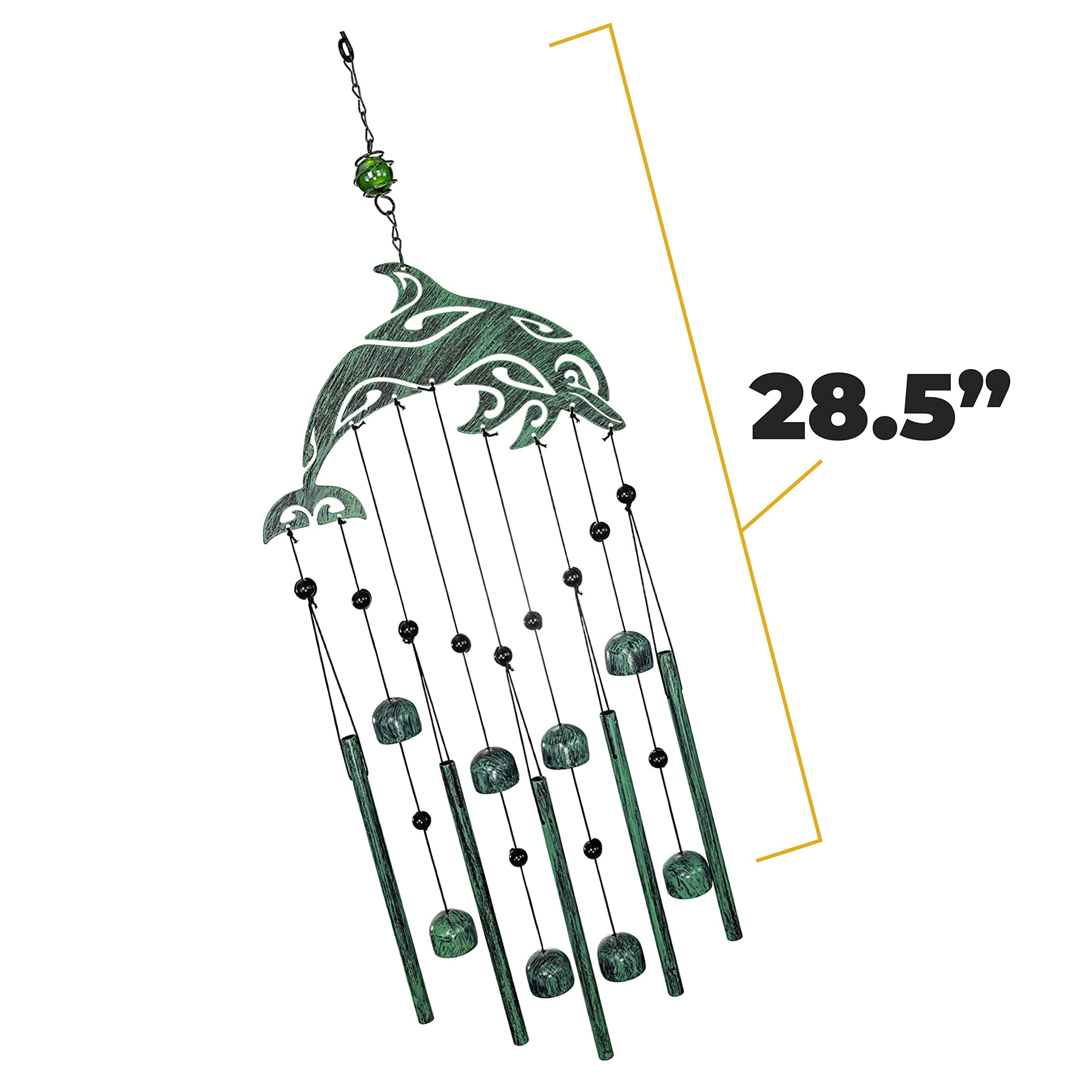 StealStreet Windspiel „Round Top Dolphin“ – Garten-Deko, 23 Zoll, Hängend