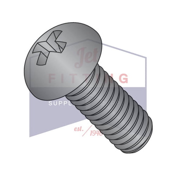 4-40 x 1/4" Machine Screws | Phillips | Round Head | Steel | Black Zinc (Quantity: 10000)