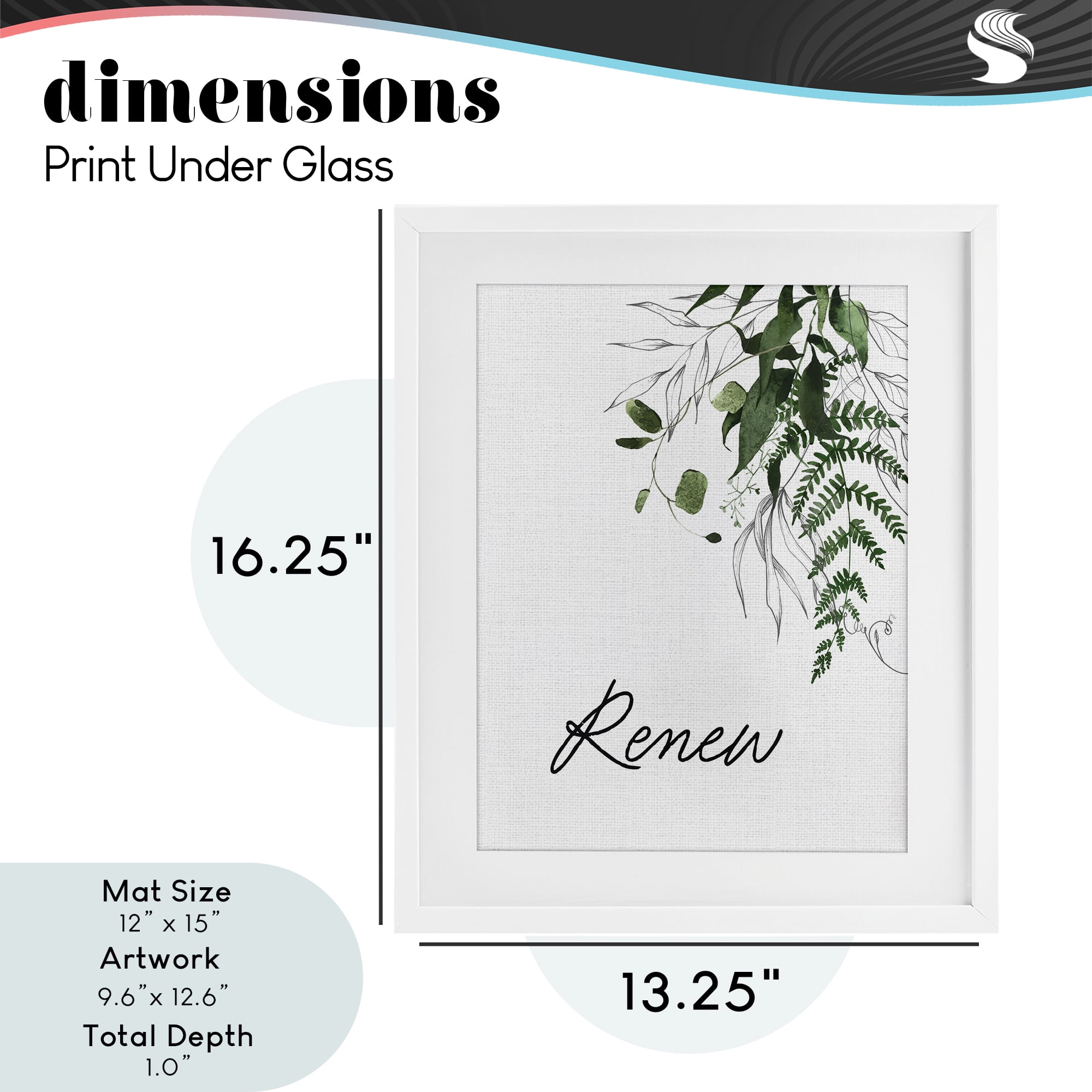 Renew Ferns & Botanicals White Framed Print Under Glass, design by Lettered and Lined
