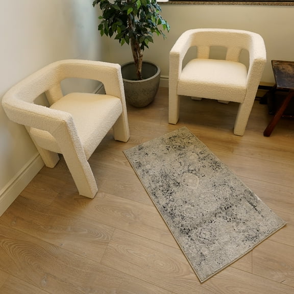 Rug Branch Modern Boho Grey Beige Indoor Runner Rug - 2x15