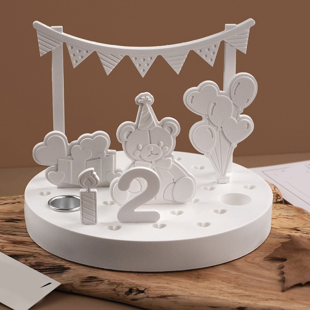 BQBQERT Bear Silicone Mold for Resin Holders, Round Crafting Birthday Decor & Jewelry Casting Art Supplies
