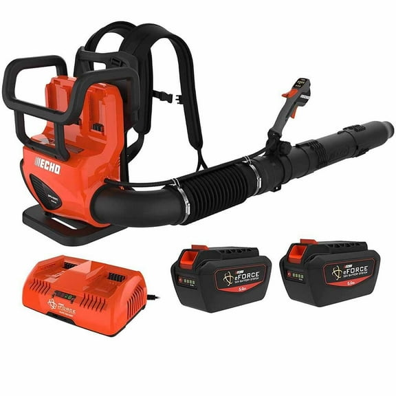 ECHO 195 MPH at 795 CFM 56V Battery Poweres Backpack Leaf Blower, 2 5.0Ah Batteries