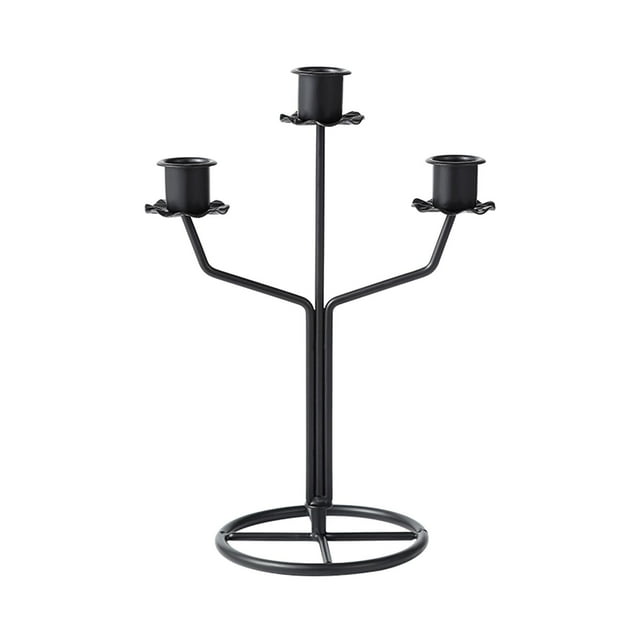 Candelabro de 3 brazos, candelabro cónico, centro de mesa, candelabro de Metal, soporte para velas para bodas, hoteles, y chimeneas Negro