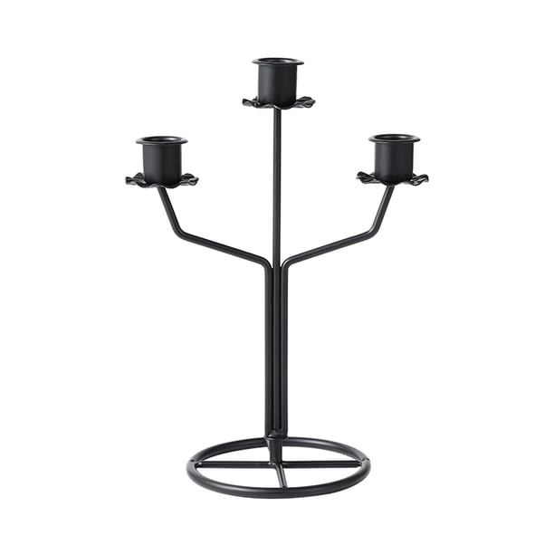Candelabro cónico, candelabro de 3 brazos, candelabro de Metal para fiesta, soporte para velas para comedor, día de San Valentín, mantel, boda Negro