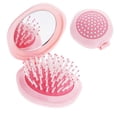 thumbnail image 1 of Hair Brush with Mirror, Foldable Compact Travel Size, 2 in 1 Design, Pink for Women and Girls, 1 of 4