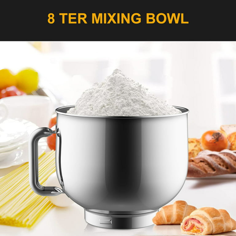 New Upgrade Food Mixer, 8 QT Electric Kitchen Mixer, 660W 6+0+P-Speed Mixers  Kitchen Electric Stand Mixer with Dishwasher-Safe Stainless Steel Bowl,  Blender Dough Hook, Whisk for Daily Use 