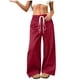 thumbnail image 2 of Pincandy Women's Solid Color Faux Suede Elastic Waist Wide Leg Pants - High Stretch Casual Loose Fit with Pockets, Perfect for Daily Wear & Weekend Getaways, 2 of 7