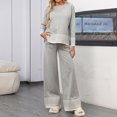 thumbnail image 2 of BangWanChi Two Piece Sets for Women Skirt Women New Awinter Fashion Sweater Loose Casual Long Sleeved Wide Leg Pants Knitted Two-piece Set Long Sleeved Round Neck Top/shirt Set, 2 of 5