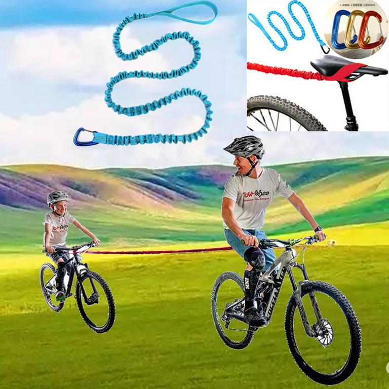 Kids MTB Tow Rope - Child Bike Stretch Bungee Cord Pull Behind Attachment, Compatible with All Mountain Bikes, Easier Hill Climbs, Bigger Family  Rides, Shock Absorbing