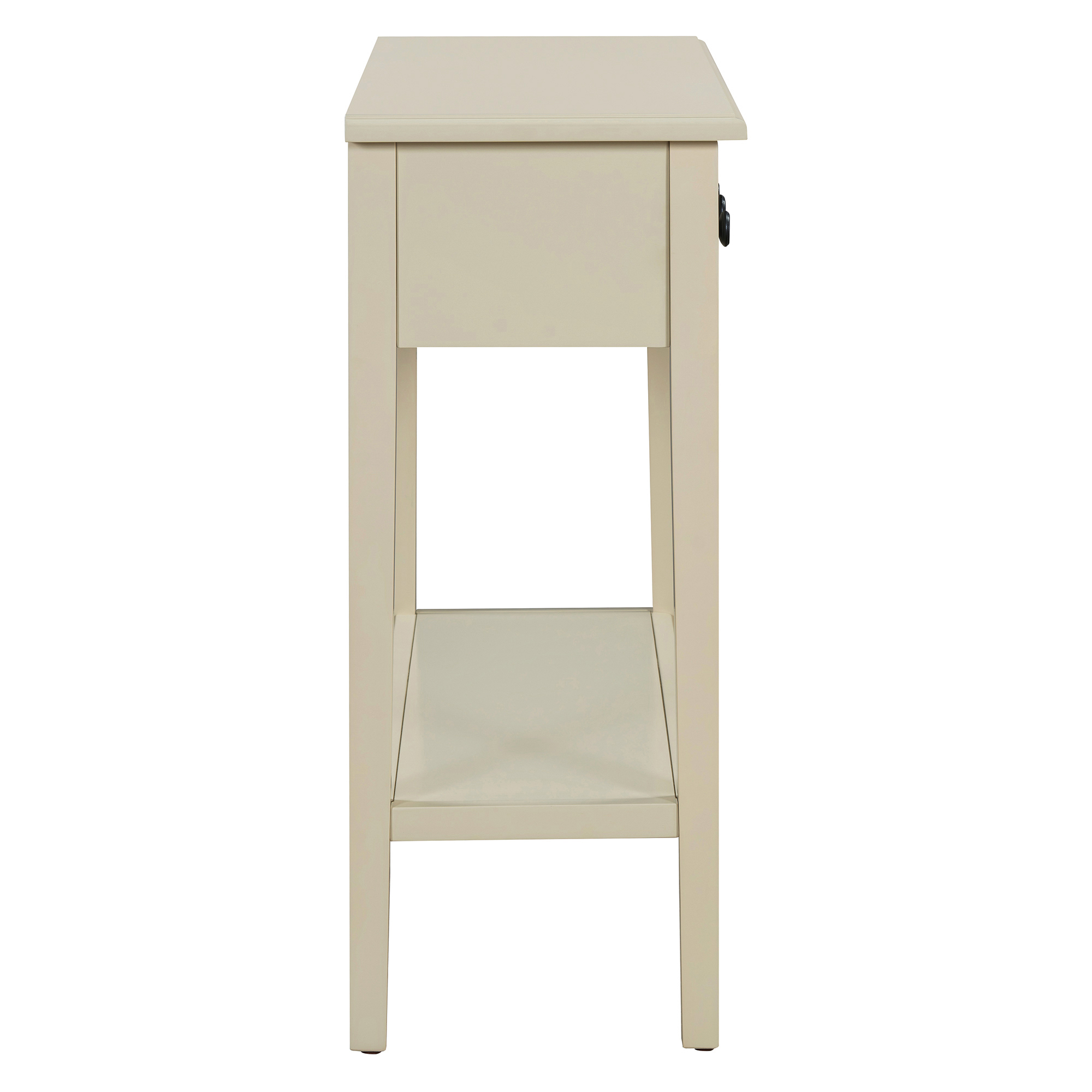 EUROCO 38.2" Console Table,Sofa Table Entryway Table with Rubber Wood Legs,2 Drawers and Open Shelf,Rustic Hallway Accent Table for Living Room, Entrance,Light Tan