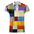 thumbnail image 6 of Mens Plaid Polo Shirt Short Sleeve Breathable T Shirt Zip Placket Casual Summer Top White XXL, 6 of 6