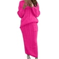 thumbnail image 4 of ATOYSOY Women's Round Neck Lounge Sets Fall Two Piece Ribbed Outfits Elegant Casual Trendy Sweatsuits Pockets Tracksuits Sweaters Bodycon Pencil Skirts Pink S, 4 of 6