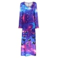 thumbnail image 3 of Robe à Manches Longues pour Femmes Mode Décontractée Col Rond Manches Longues Imprimé 3D Robe Longue Manches 3/4 pour Femmes Robe à Manches Longues Robe Longue pour Femmes Robe Décontractée pour Femmes, 3 of 9