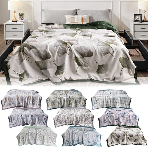 VBODN Quilts For Queen Bed,King Quilt,Full/Queen Quilt,All Ages,Ice Silk Conditioning Quilt,Washable Printed Quilt for Home Dormitory