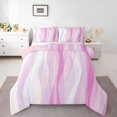 thumbnail image 3 of Homewish Pink Stripes Ombre Bedding Comforter Set for Women, Modern Fashion Abstract Twin Comforter Sets, Chic Line Reversible Bedding Set, Breathable Home Decor, 2pcs, 3 of 8