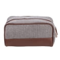 thumbnail image 2 of Uadme Bolsas de cosméticos Algodón Lino PU Impermeable Resistente al Desgaste Bolsa de Almacenamiento de Lavado portátil para Viaje de Negocios Vacaciones Aparato de Aseo(marrón), 2 of 9