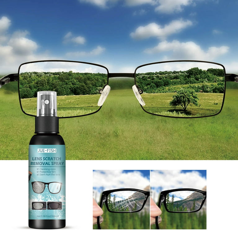 CHNLML New Lens Scratch Removal Spray,Eyeglass Windshield Glass Repair  Liquid,Carefully Engineered Glasses Cleaner,for All Lenses (2PCS)