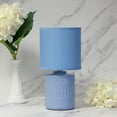 thumbnail image 5 of Simple Designs 10.04" Chic Glow Mini Floral Patterned Ceramic Table Lamp, Monochromatic Drum Shade, For Bedroom, Office, Living Room, Kids Room, Modern Home Decor, Blue, 5 of 6