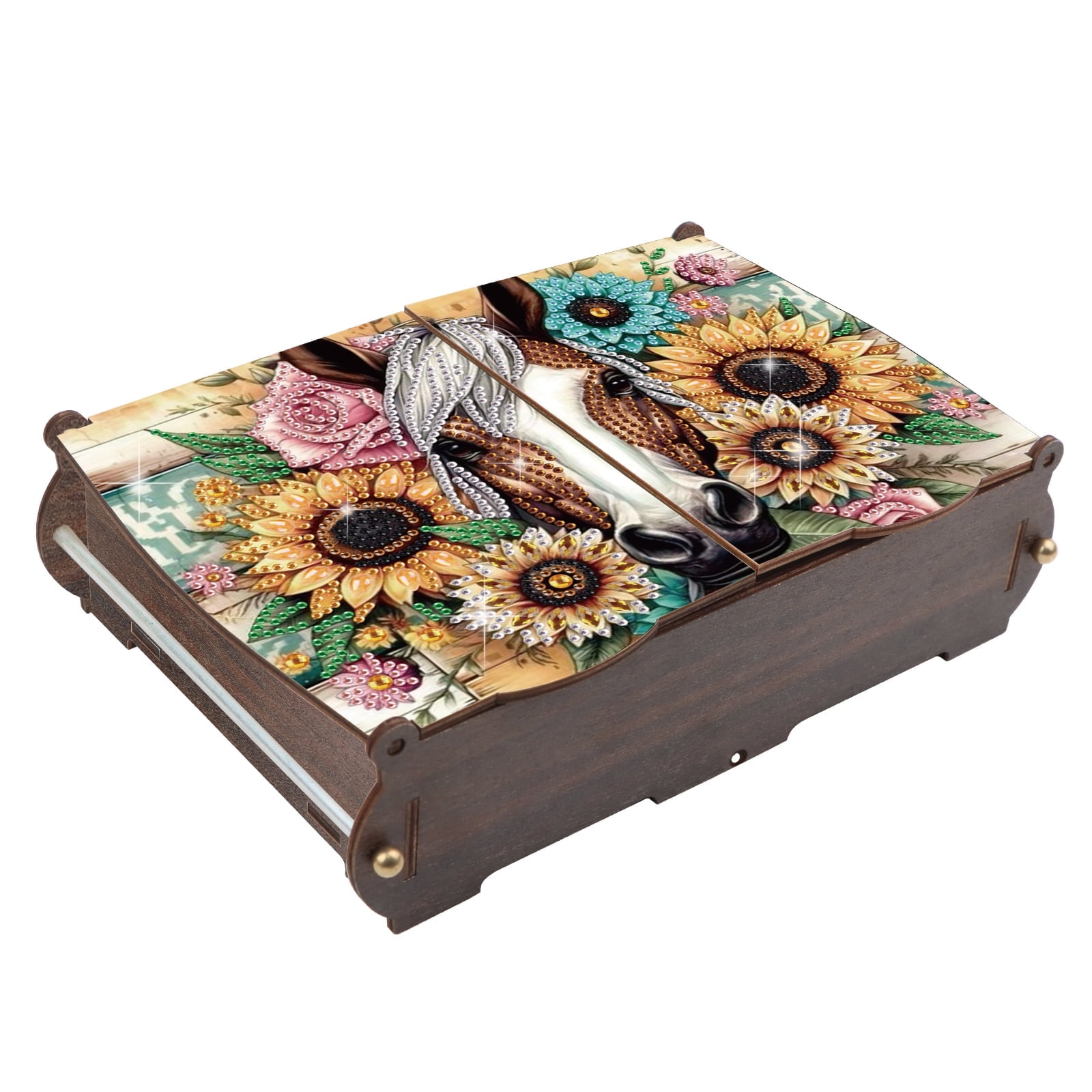 Diamond Painting Kit Storage Box, Sunflower Horse DIY Multi-Functional Craft Storage Box, Suitable for Home Office Holiday Gifts