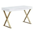thumbnail image 1 of Bowery Hill Bureau d'Ordinateur Moderne en Bois/acier Inoxydable Or/blanc, 1 of 2