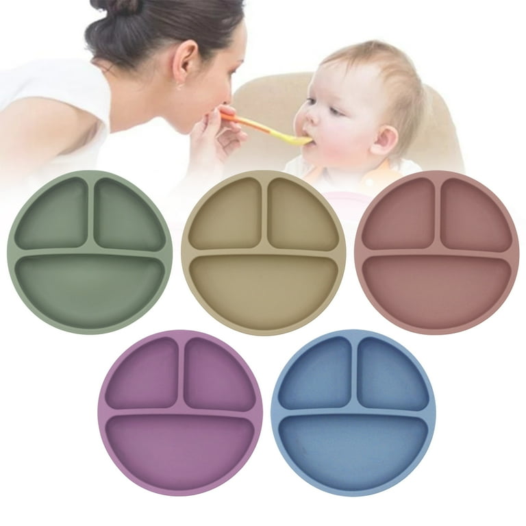 TWSOUL Baby Silicone Suction Plate Feeding Tray Placemat Bowl Food Mat for Toddlers and Young Kids Fits Highchair and Travel Feeding Best Baby Gift
