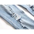 thumbnail image 6 of CHERALKEST Men's Biker Skinny Slim Fit Fashion Ripped Jeans Blue Stretch Destroyed Denim Pants, 6 of 7