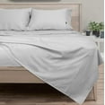 thumbnail image 2 of Linen Tencel Cotton Lyocell Blended Celeste Color Queen Colling Bed Sheet Set, 2 of 7