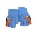 thumbnail image 1 of Children's Winter Knit Half Finger Flip Cover Cute Dinosaur Print Gloves, 1 of 4