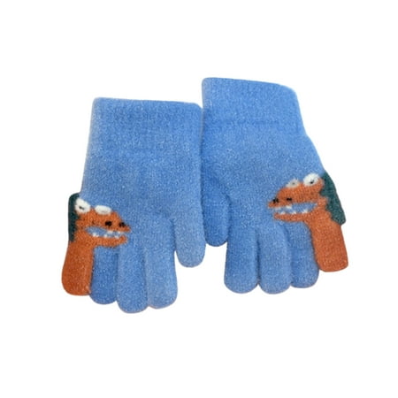 

MPWEGNP Cute Half Winter Dinosaur Print Cover Finger Knit Flip Children s Gloves Large Gloves 1000 Disposable Gloves for Painting