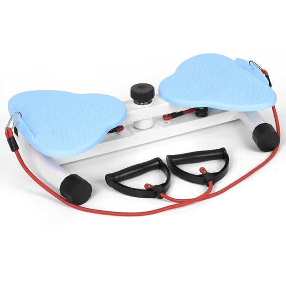 Dual Pedal Waist Twisting Machine with Pull Resistance Bands – Blue Non-Slip Twist Board, Silent Indoor Trainer for Waist Leg Hip