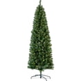 thumbnail image 1 of Bingirl 6.5ft Pencil-Style Prelit Christmas Tree with Partially Flocked and Frosted Appearance, PVC Branch Tips, Foldable Stand - Full and Realistic for Christmas Decor, 1 of 7