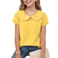thumbnail image 2 of SROBPTY Kids Girls T Shirt Solid Short Sleeve Collared with Collar Top for 0-9 Years, 2 of 5