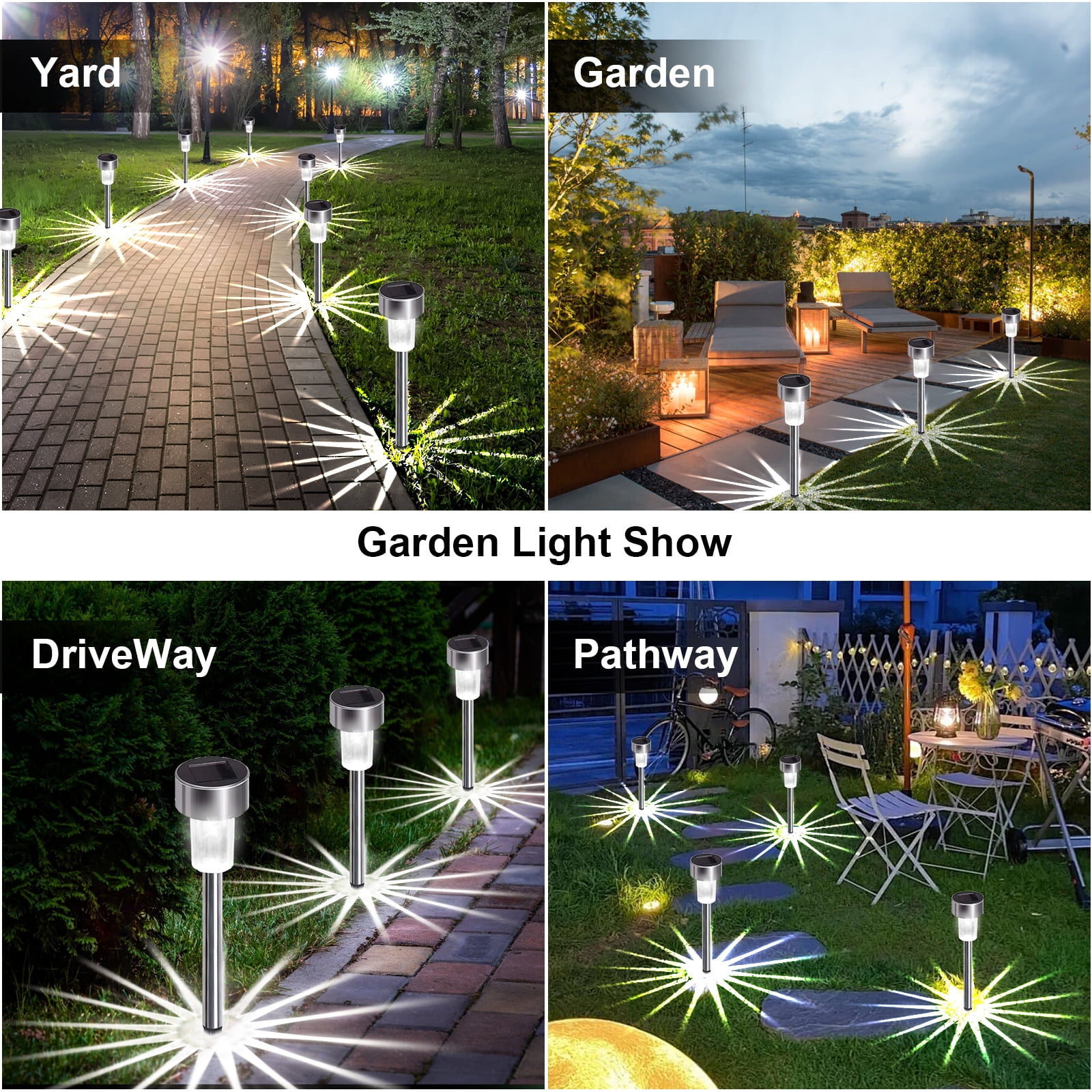 Fohil Solar Garden Lights Outdoor, 12 Pack Solar Pathway Lights Waterproof for Garden Lawn Cool White
