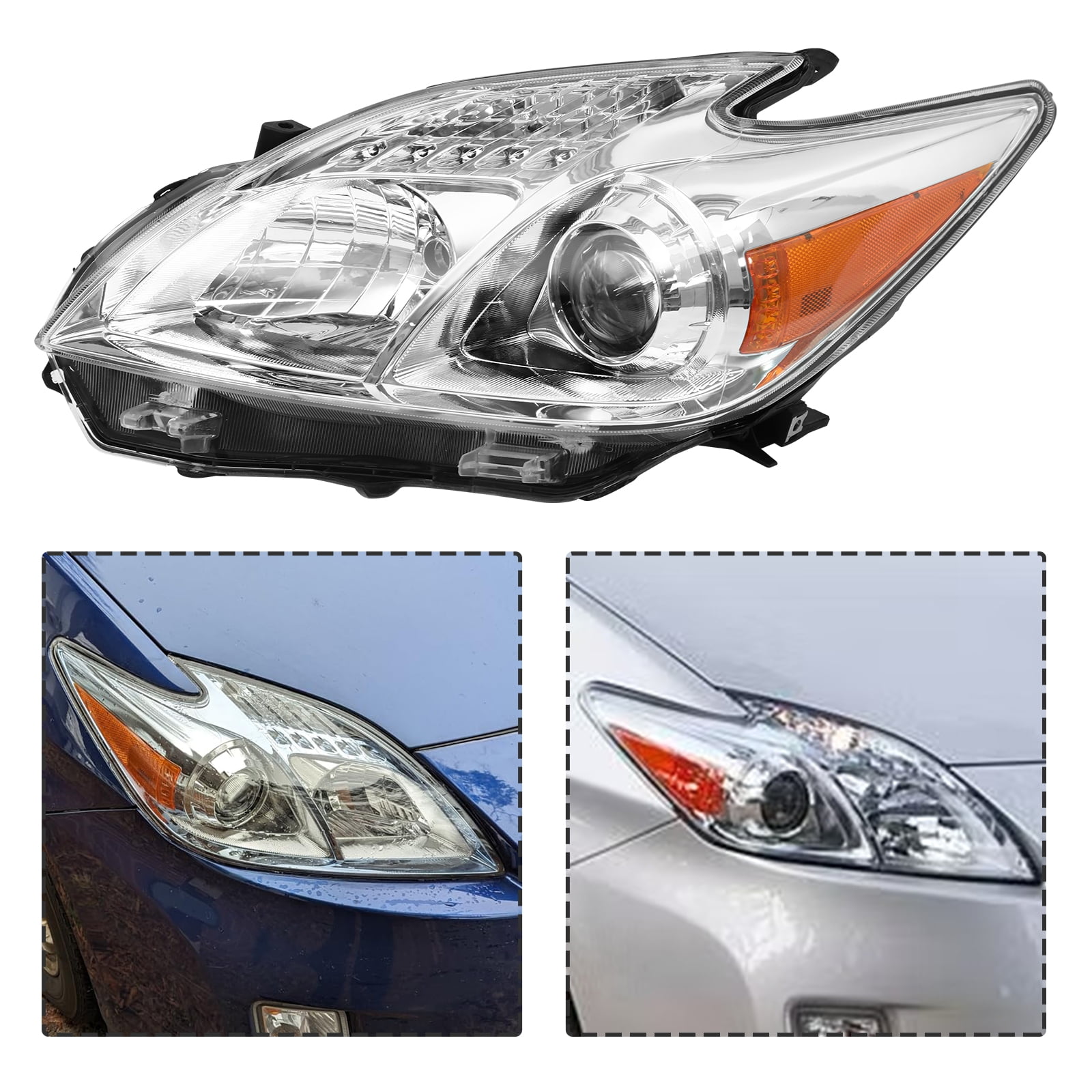 Sennachine Pair 2010-2011 Toyota Prius Projector Headlights Halogen Headlamps Left & Right