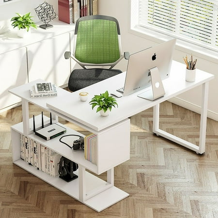 Tribesigns Modern L Shaped Desk 55 Rotating Corner Computer Desk