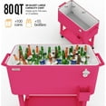 thumbnail image 3 of PEXMOR 80 Quart Rolling Ice Chest Cooler Cart, Portable Outdoor Drink Beverage Bar with Shelf & Bottle Opener, 3 of 13