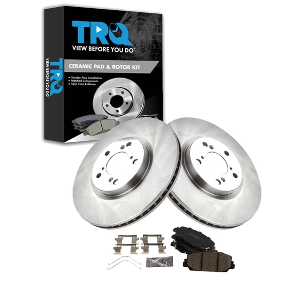 TRQ Front Brake Pad & Rotor Kit Brake Pads Brake Rotor Ceramic Fits Select 2014 Acura RLX