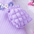thumbnail image 6 of GYRATEDREAM Toddler Baby Girl Romper Jumpsuit Kids Crewneck Short Puff Sleeve Cross Back Pit Strip Onesie with Bag Spring Summer Outfit Clothes for 2-7Y Purple, 6 of 8