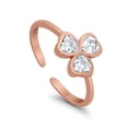 thumbnail image 3 of 7mm-Heart Clover Toe Band Ring 925 Sterling Silver Thin Adjustable Stylish Rings for Women, 3 of 5
