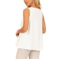thumbnail image 3 of INSPIRE CHIC Women's Linen Tank Tops Summer Sleeveless Shirts Button Pleated Babydoll Casual Blouse S White, 3 of 6