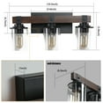 thumbnail image 4 of 3 Lights 18.5inch Bathroom Vanity Light Fixtures , Wooden Farmhouse Vanity Lights Rustic Bathroom Lights Over Mirror with Clear Glass Shade Black Industrial Wall Sconce, 4 of 7
