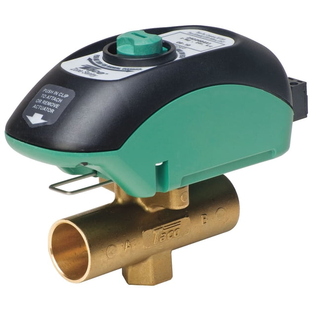 Taco Two Way, Normally Closed, Closed System NPT 3/4 Motorized Zone Valve, 24VAC, 10.3Cv, 2-Pin Screw Con